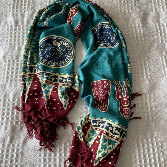 NWOT Scarf/Pashmina Multicolor with Fringe - Picture 5 of 6